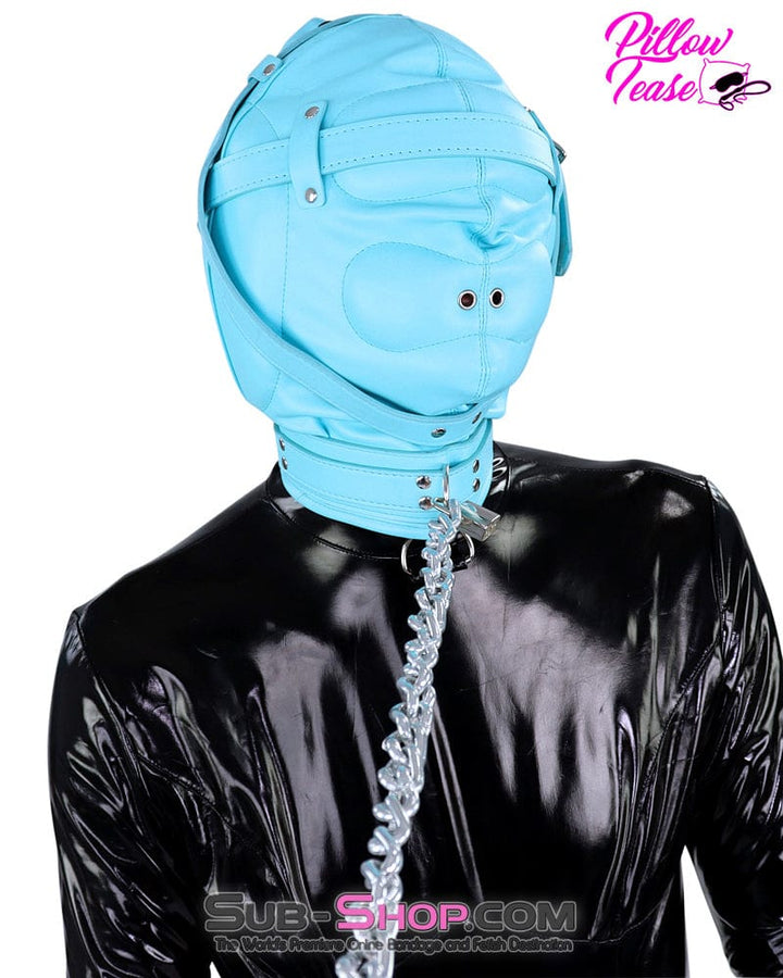 Hoods 3728RS      Forbidden Fantasies Diamond Blue Locking Sensory Deprivation Slave Hood
