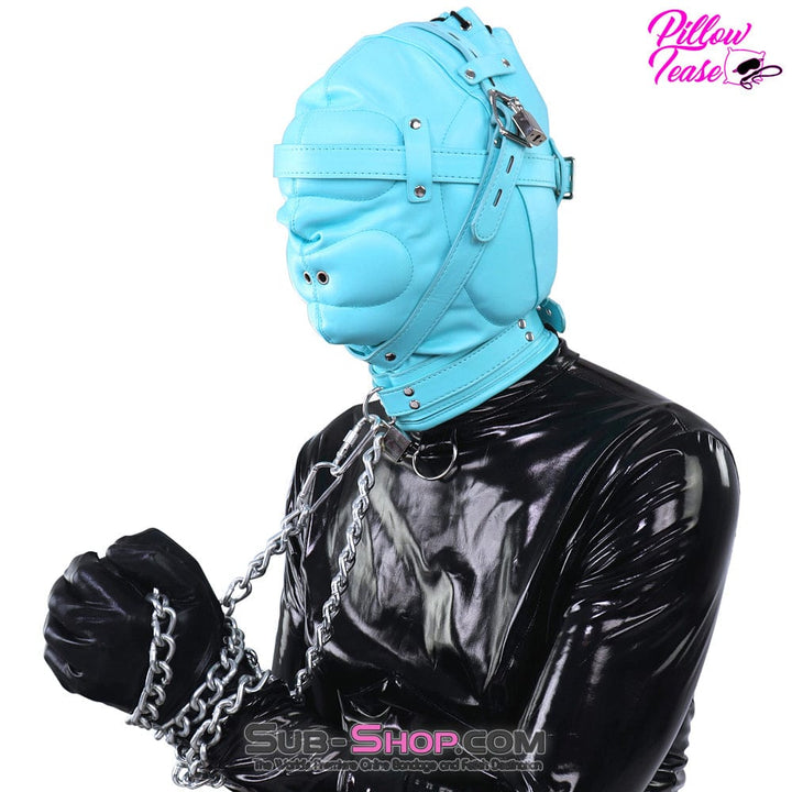 Hoods 3728RS      Forbidden Fantasies Diamond Blue Locking Sensory Deprivation Slave Hood