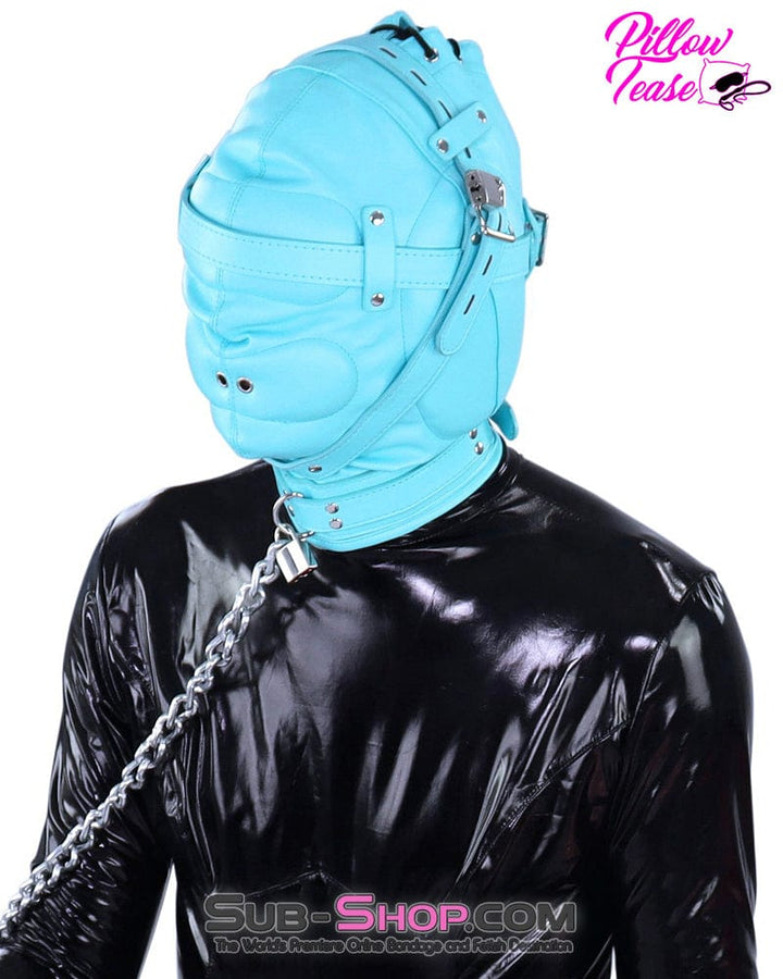 Hoods 3728RS      Forbidden Fantasies Diamond Blue Locking Sensory Deprivation Slave Hood
