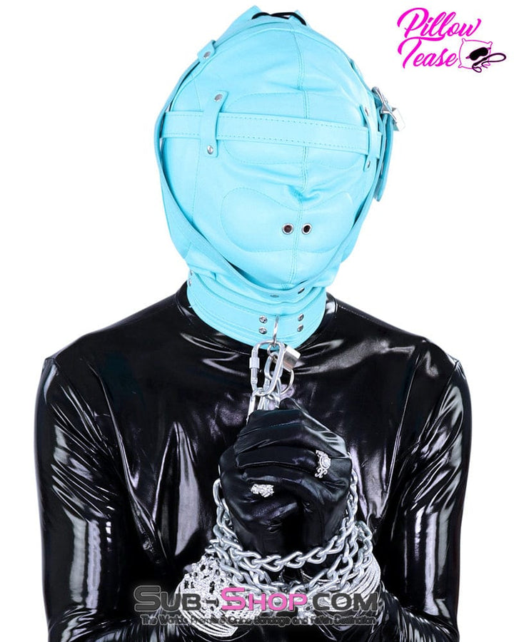 Hoods 3728RS      Forbidden Fantasies Diamond Blue Locking Sensory Deprivation Slave Hood