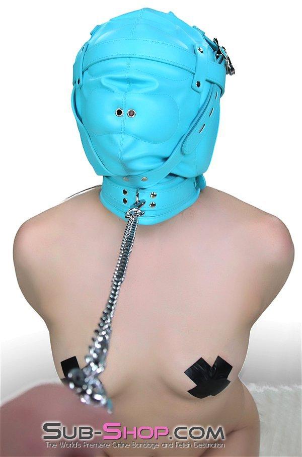 Hoods 3728RS      Forbidden Fantasies Diamond Blue Locking Sensory Deprivation Slave Hood