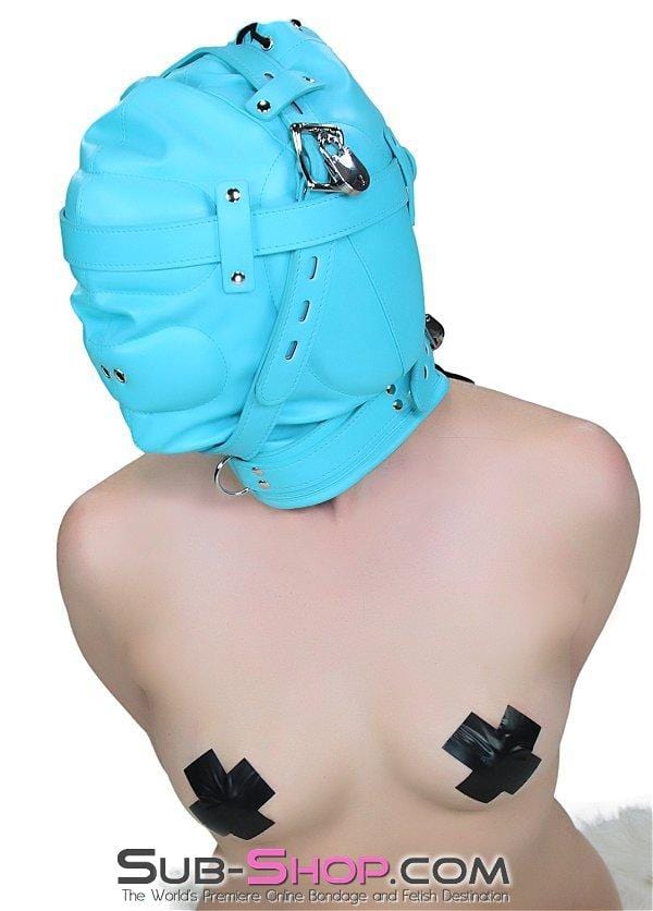 Hoods 3728RS      Forbidden Fantasies Diamond Blue Locking Sensory Deprivation Slave Hood