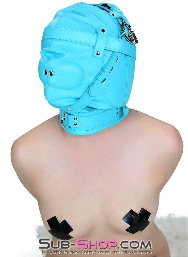 Hoods 3728RS      Forbidden Fantasies Diamond Blue Locking Sensory Deprivation Slave Hood