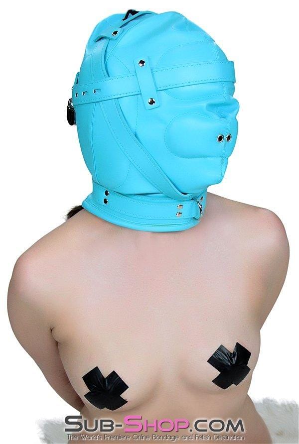 Hoods 3728RS      Forbidden Fantasies Diamond Blue Locking Sensory Deprivation Slave Hood
