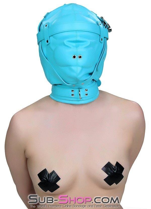 Hoods 3728RS      Forbidden Fantasies Diamond Blue Locking Sensory Deprivation Slave Hood
