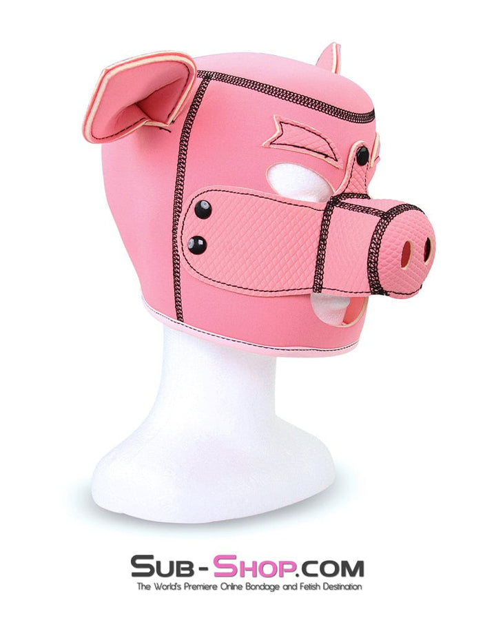 Hoods 7784M      Serve Me Pig Bondage Hood with Snap Off Nose