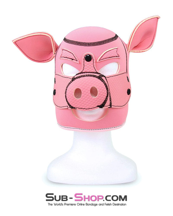 Hoods 7784M      Serve Me Pig Bondage Hood with Snap Off Nose