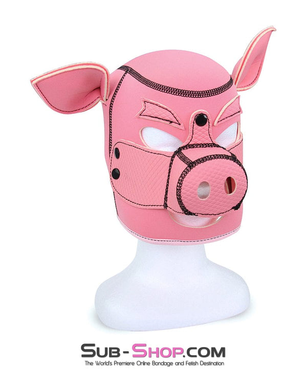 Hoods 7784M      Serve Me Pig Bondage Hood with Snap Off Nose