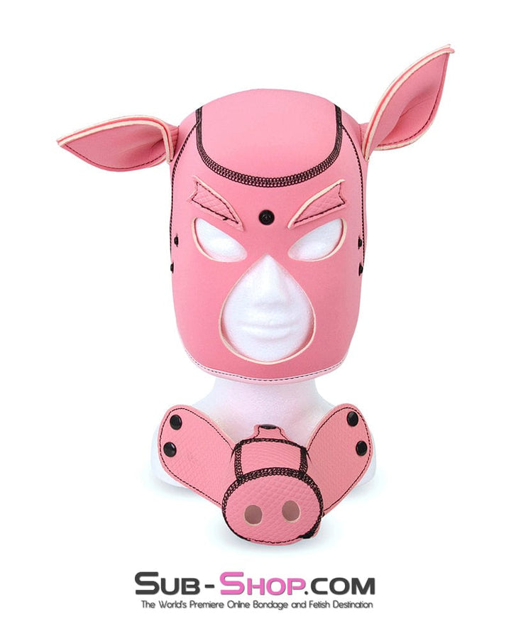 Hoods 7784M      Serve Me Pig Bondage Hood with Snap Off Nose