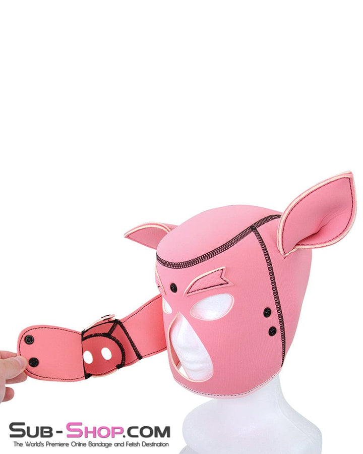 Hoods 7784M      Serve Me Pig Bondage Hood with Snap Off Nose