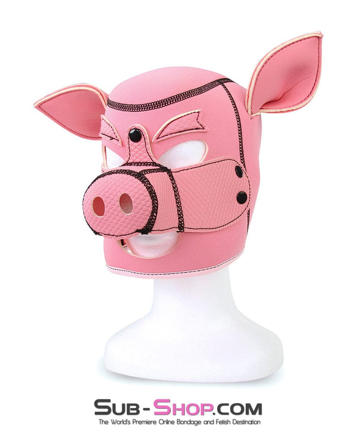 Hoods 7784M      Serve Me Pig Bondage Hood with Snap Off Nose