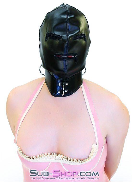 Hoods 7803DL      Enslaved Full Hood with Collar, Zipper Eyes and Mouth