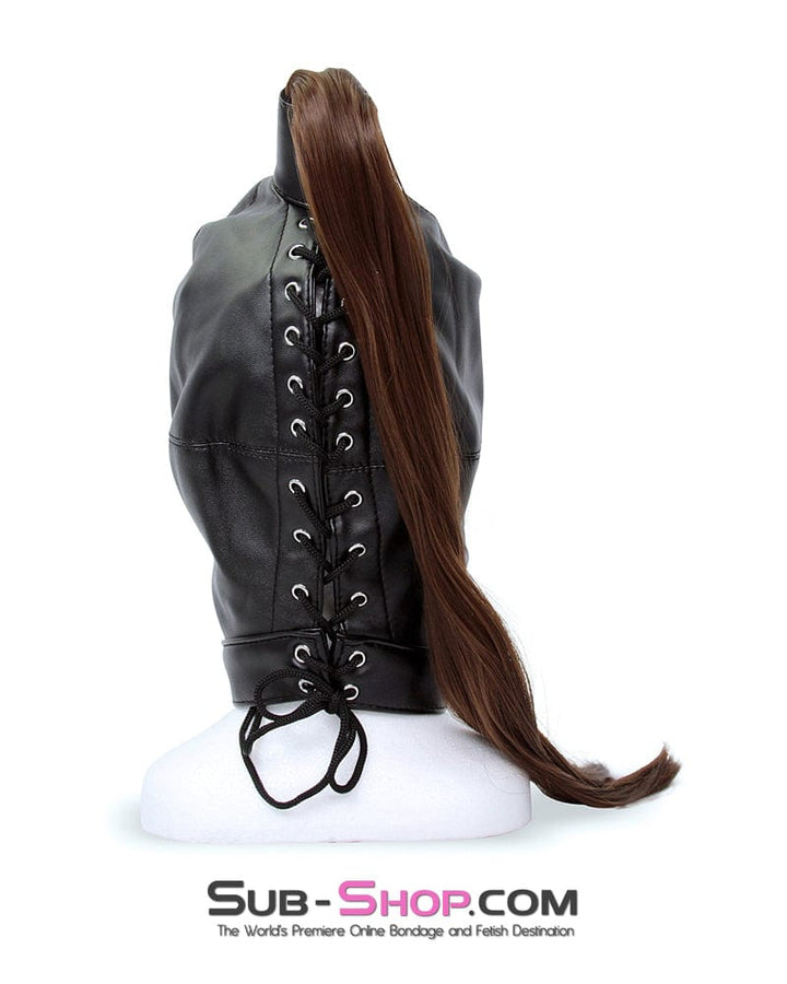 Hoods 8921M      Ponygirl Open Mouth and Eyes Bondage Hood with Ponytail