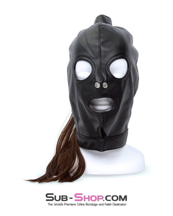 Hoods 8921M      Ponygirl Open Mouth and Eyes Bondage Hood with Ponytail