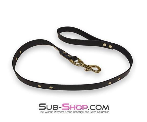 Leash 2725A      Gold Standard Black Leather Bondage Leash