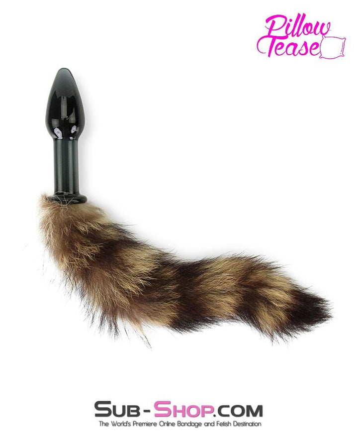MEGA Deal 0199E      Foxy Ass Black Glass Fox Tail Pet Play Butt Plug - LAST CHANCE - Final Closeout!