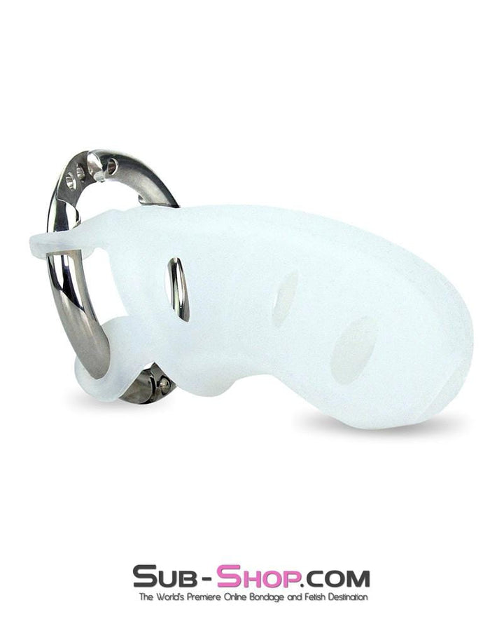 MEGA Deal 0733M      White Silicone Cock Blocker Locking Male Chastity Device - MEGA Deal
