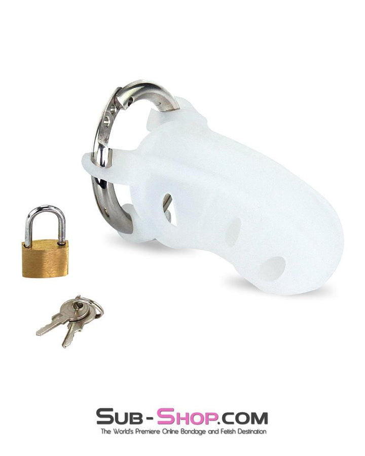 MEGA Deal 0733M      White Silicone Cock Blocker Locking Male Chastity Device - MEGA Deal