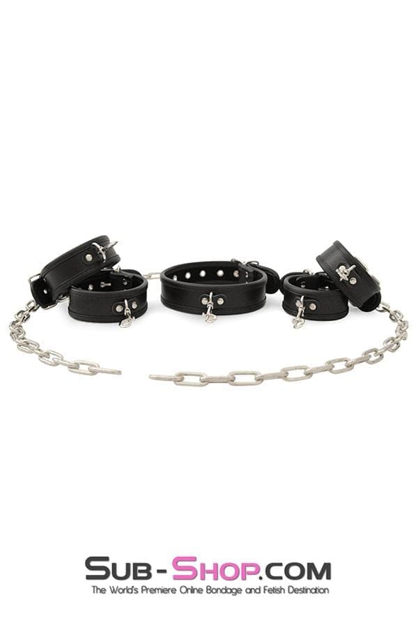 MEGA Deal 0803M      6 Pc. Cuffs, Collar and Chains Bondage Slave Starter Set - MEGA Deal