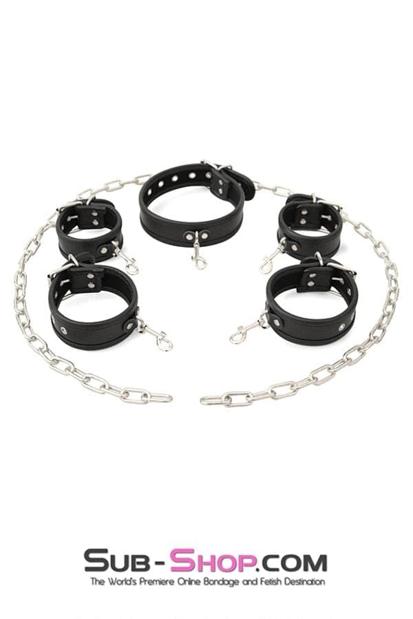 MEGA Deal 0803M      6 Pc. Cuffs, Collar and Chains Bondage Slave Starter Set - MEGA Deal