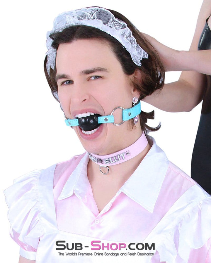 MEGA Deal 2748RS     Locking Diamond Blue Small Rubber Ball Gag - LAST CHANCE - Final Closeout!