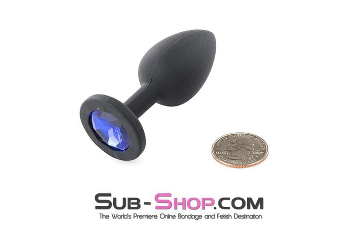MEGA Deal 2794M      Small Black Silicone Anal Plug with Sapphire Crystal - LAST CHANCE - Final Closeout!