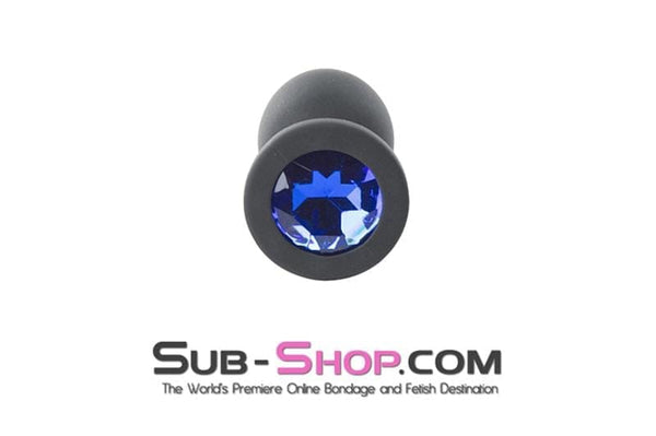 MEGA Deal 2794M      Small Black Silicone Anal Plug with Sapphire Crystal - LAST CHANCE - Final Closeout!