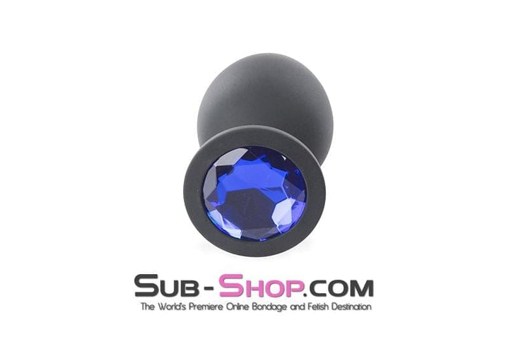 MEGA Deal 2796M      Large Black Silicone Anal Plug with Sapphire Crystal - LAST CHANCE - Final Closeout!