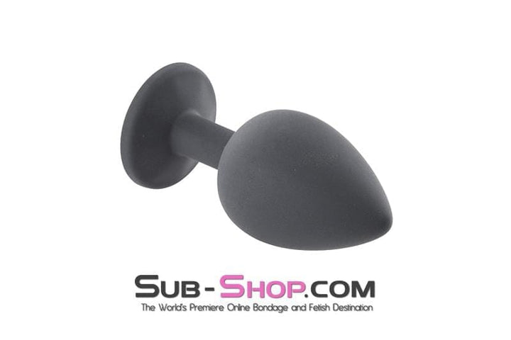 MEGA Deal 2796M      Large Black Silicone Anal Plug with Sapphire Crystal - LAST CHANCE - Final Closeout!