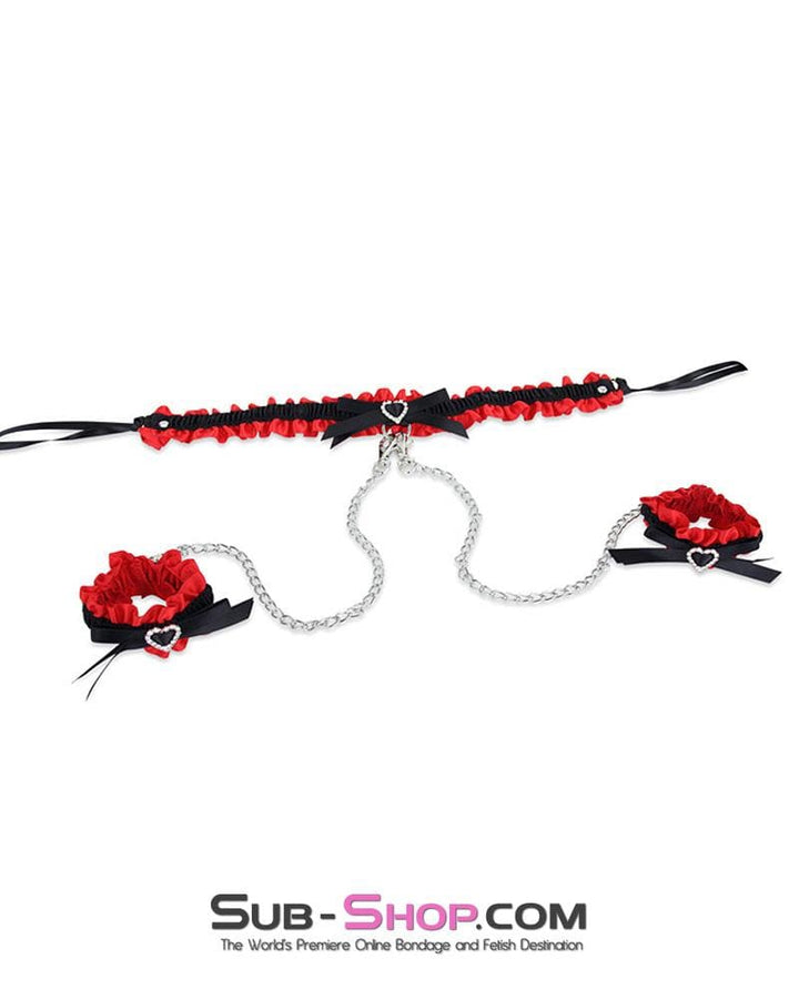 MEGA Deal 3471M      Hearts on My Sleeves Princess Heart Collar and Wrist Cuffs Set with Detachable Chains - LAST CHANCE - Final Closeout!