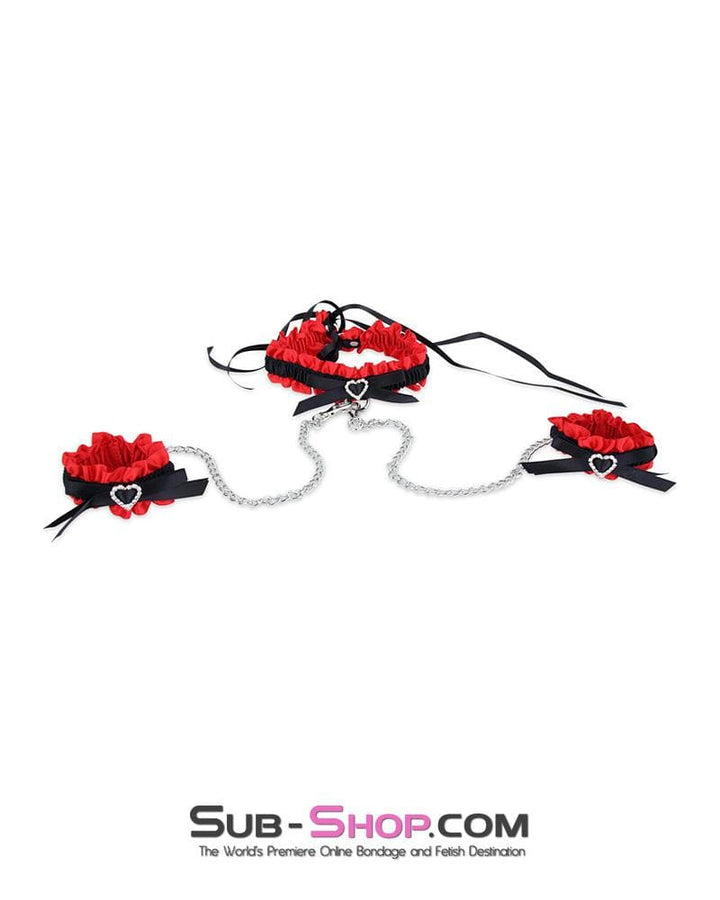 MEGA Deal 3471M      Hearts on My Sleeves Princess Heart Collar and Wrist Cuffs Set with Detachable Chains - LAST CHANCE - Final Closeout!