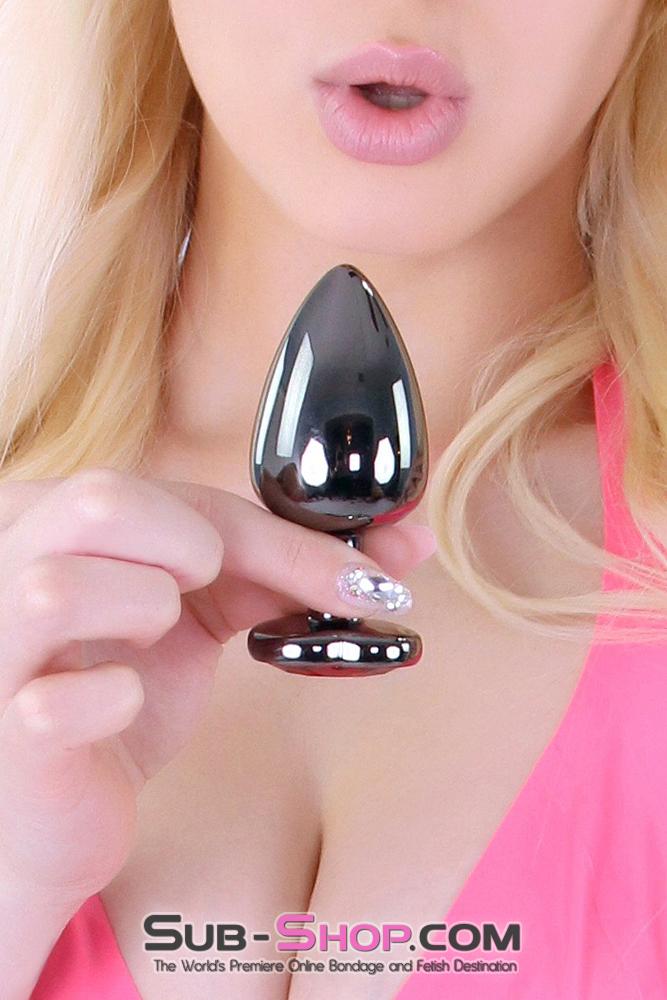 MEGA Deal 4726M      Heart Jeweled Stainless Steel Butt Plug, Large Black Chrome - LAST CHANCE - Final Closeout!