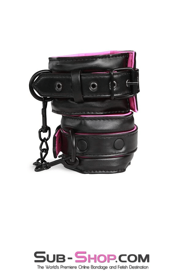 MEGA Deal 4799RS      Deluxe Padded Blackline Ankle Cuffs with Hot Pink Lining - LAST CHANCE - Final Closeout!
