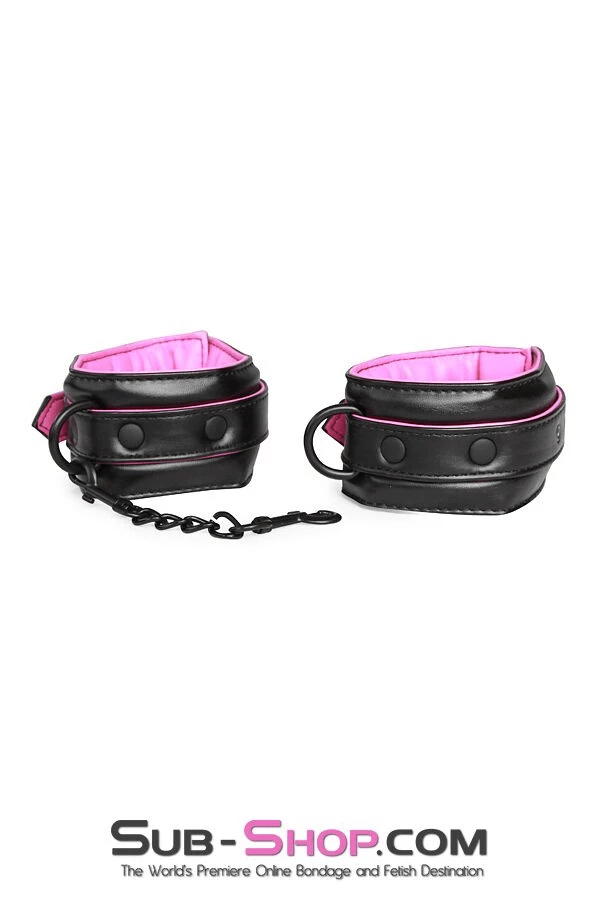MEGA Deal 4799RS      Deluxe Padded Blackline Ankle Cuffs with Hot Pink Lining - LAST CHANCE - Final Closeout!