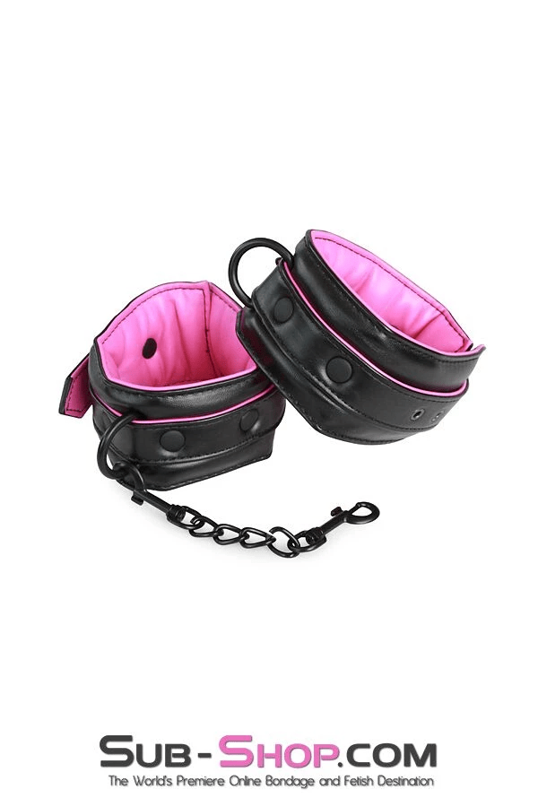 MEGA Deal 4799RS      Deluxe Padded Blackline Ankle Cuffs with Hot Pink Lining - LAST CHANCE - Final Closeout!