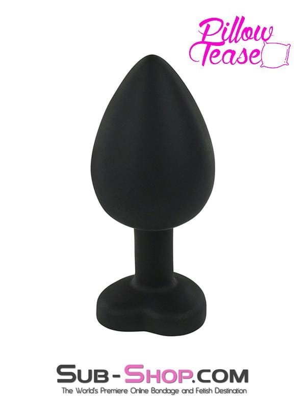 MEGA Deal 6950M      Dark Heart Large Black Silicone Butt Plug with Heart Shaped Crystal - LAST CHANCE - Final Closeout!