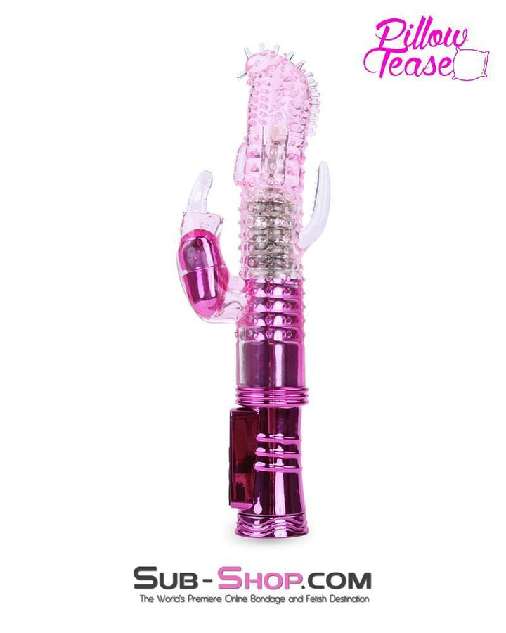 MEGA Deal 7090E      Multi-Function Nubby Jelly Vibrator with Clit and Anal Stimulator, Rotation and Vibration - LAST CHANCE - Final Closeout!