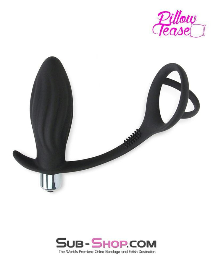 MEGA Deal 7153S      Vibrating Silicone Waves Butt Plug with Cock and Balls Ring - LAST CHANCE - Final Closeout!