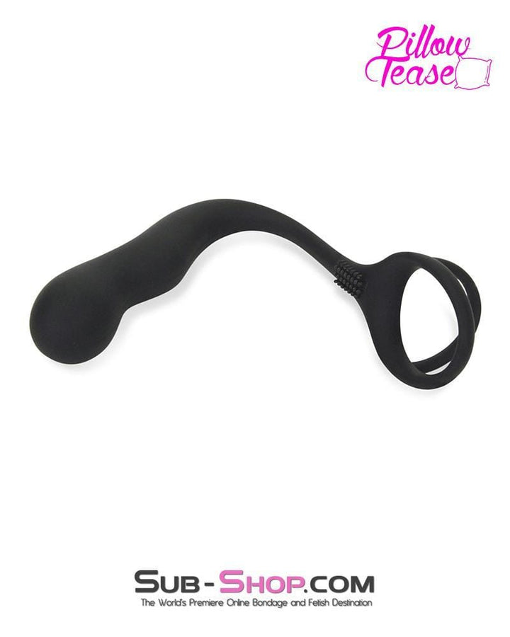 MEGA Deal 7229S      P-Spot Silicone Butt Plug with Stay-Hard Cock and Balls Ring - LAST CHANCE - Final Closeout!