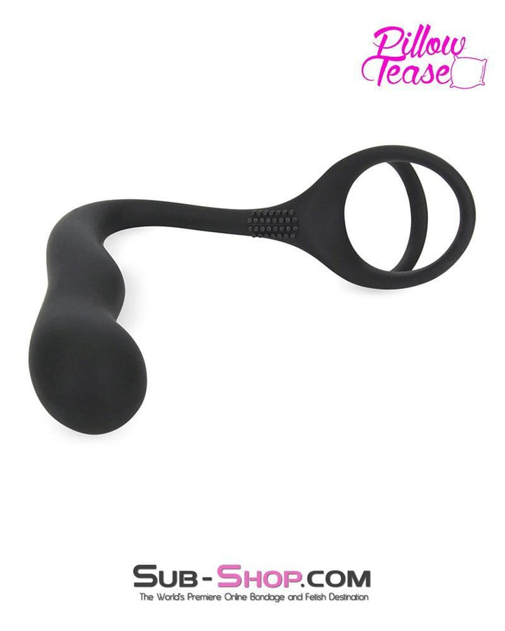 MEGA Deal 7229S      P-Spot Silicone Butt Plug with Stay-Hard Cock and Balls Ring - LAST CHANCE - Final Closeout!