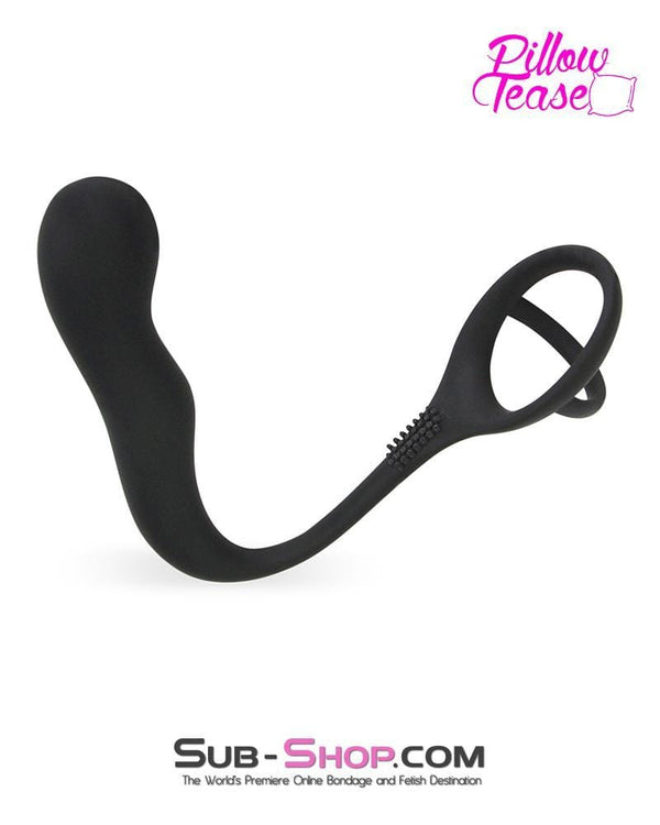 MEGA Deal 7229S      P-Spot Silicone Butt Plug with Stay-Hard Cock and Balls Ring - LAST CHANCE - Final Closeout!