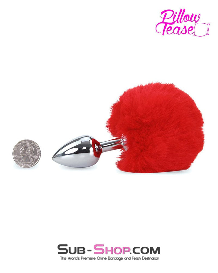 MEGA Deal 8850M      Red Tail Bunny Butt Tail Stainless Steel Anal Plug - LAST CHANCE - Final Closeout!