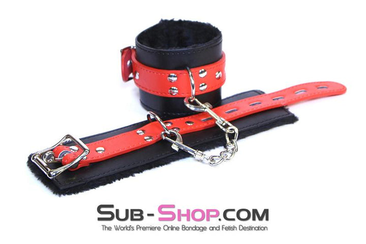 MEGA Deal 9014DL      Comfy Captive Locking Fur Lined Wrist Bondage Cuffs Set - LAST CHANCE - Final Closeout!