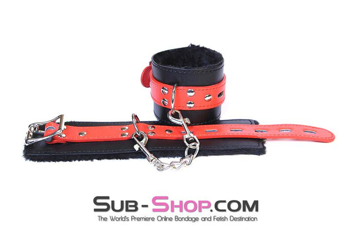 MEGA Deal 9015DL      Comfy Captive Locking Fur Lined Ankle Bondage Cuffs Set - LAST CHANCE - Final Closeout!