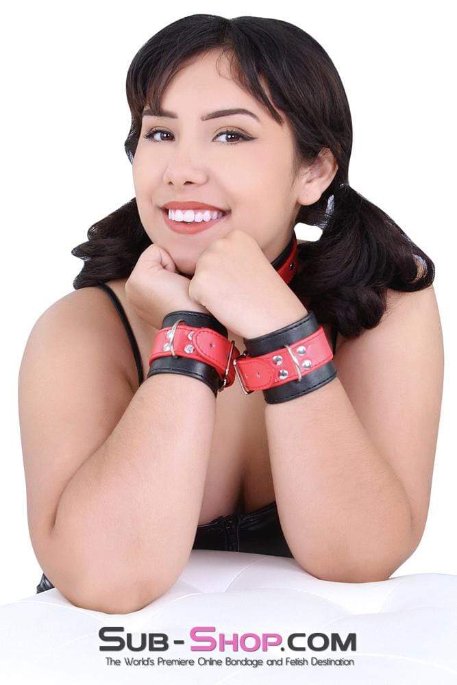 MEGA Deal 9024MQ      Red Stripes Black Wrist Cuffs with Red Strap - LAST CHANCE - Final Closeout!