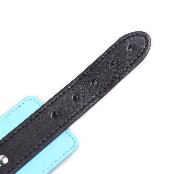 MEGA Deal 9918RS      Blue Ribbon Leatherette Wrist Bondage Cuffs and Chain Connection Set - LAST CHANCE - Final Closeout!