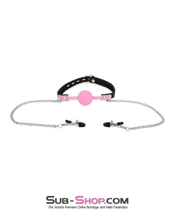 MEGA Deal 9946M      Pink Premium Hush Locking Silicone Ball Gag With Nipple Clamps - LAST CHANCE - Final Closeout!