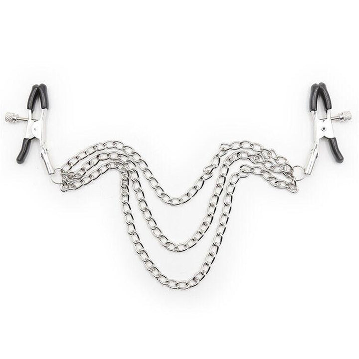Nipple Clamp 0225M      Triple Silver Chain Nipple Jewelry Clamps