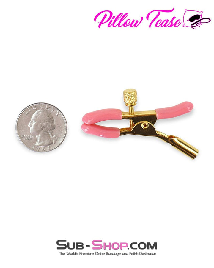 Nipple Clamp 1102M      Pink Rubber Adjustable Gold Nipple Clamps