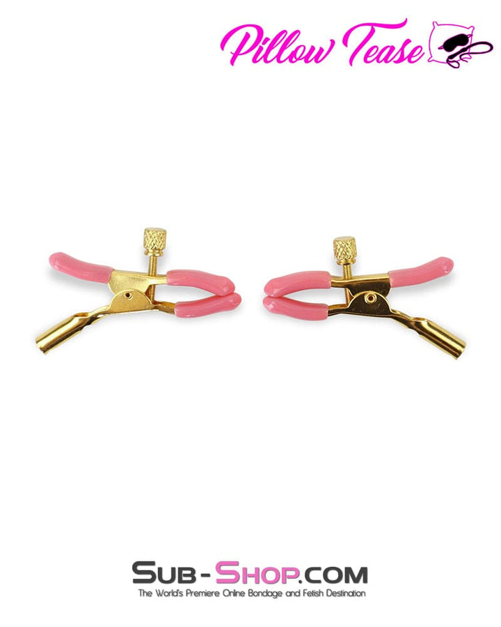 Nipple Clamp 1102M      Pink Rubber Adjustable Gold Nipple Clamps
